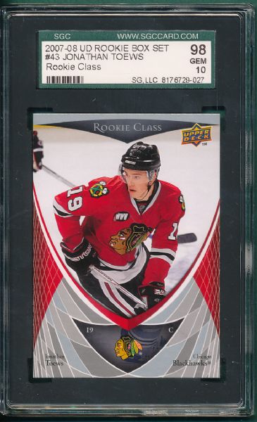 2007-08 Upper Deck Rookie Box Set #43 Jonathan Toews SGC 98 *Rookie*