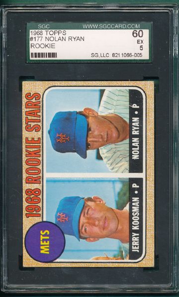 1968 Topps #177 Nolan Ryan *Rookie* SGC 60