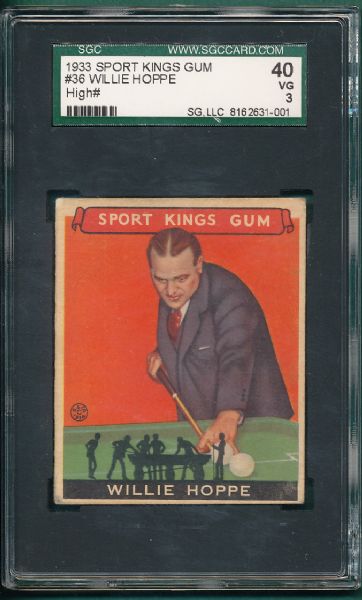 1933 Sports King #36 Willie Hoppe, Billards SGC 40 *Hi #*