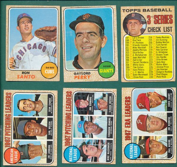 1968 Topps (10) Card Lot of HOFers & Leaders