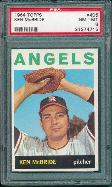 1964 Topps #394 Miller & #405 McBride (2) Card Lot PSA 8