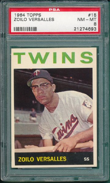 1964 Topps #015 Versalles & #266 Freese (2) Card Lot PSA 8