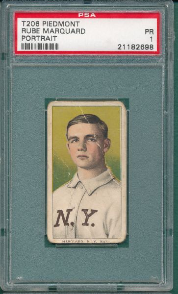 1909-1911 T206 Marquard, Portrait Piedmont Cigarettes PSA 1 *Reverse Comma*