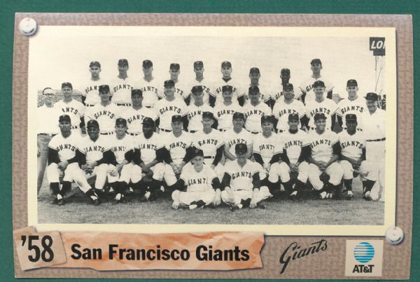 San Francisco Giants Team Photo Postcard Set 1958-92