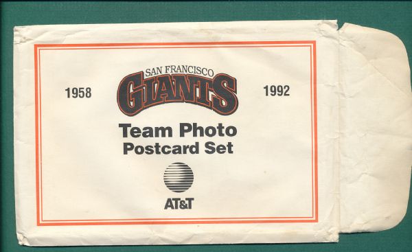 San Francisco Giants Team Photo Postcard Set 1958-92