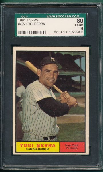 1961 Topps #425 Yogi Berra SGC 80