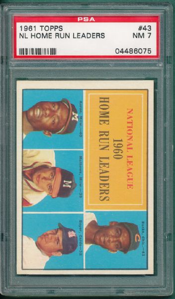 1961 Topps #43 NL HR Leader W/Aaron PSA 7