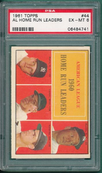 1961 Topps #44 AL HR Leader W/Mantle PSA 6