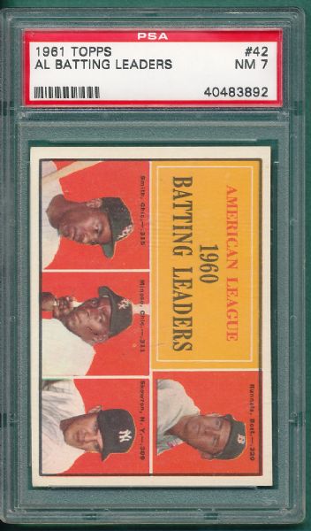 1961 Topps (4) Card Lot of Leaders PSA 6 & 7