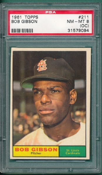 1961 Topps #211 Bob Gibson PSA 8 (OC)