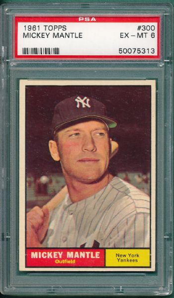 1961 Topps #300 Mickey Mantle PSA 6