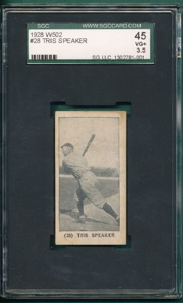 1928 W502 #28 Tris Speaker SGC 45 *Blank Back*