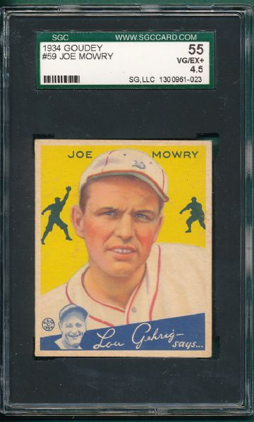 1934 Goudey #59 Joe Mowry SGC 55