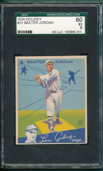 1934 Goudey #31 Baxter Jordan SGC 60