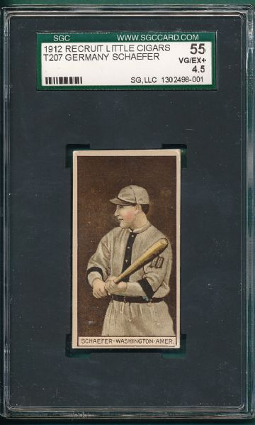 1912 T207 Schaefer, Recruit Little Cigars SGC 55