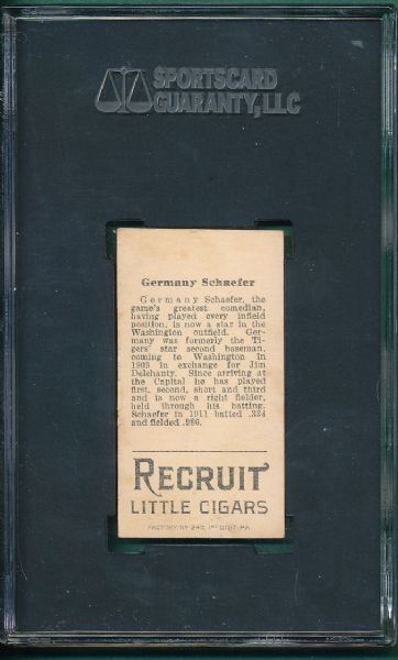 1912 T207 Schaefer, Recruit Little Cigars SGC 55