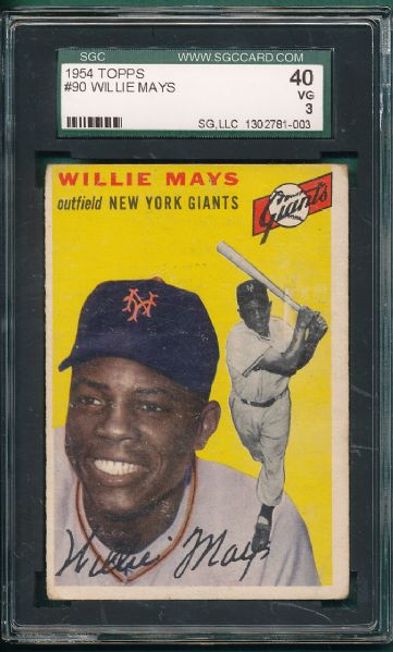 1954 Topps #90 Willie Mays SGC 40