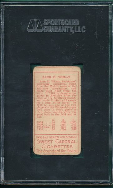 1911 T205 Wheat Sweet Caporal Cigarettes SGC 30 *Miscut Back*