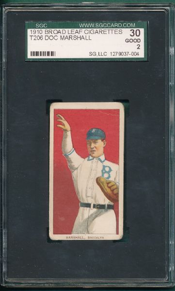 1909-1911 T206 Doc Marshall, Broadleaf Cigarettes SGC 30 *One of One*