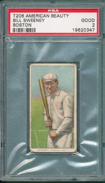 1909-1911 T206 Sweeney, Bill, American Beauty 350 Cigarettes PSA 2 *Low Pop*