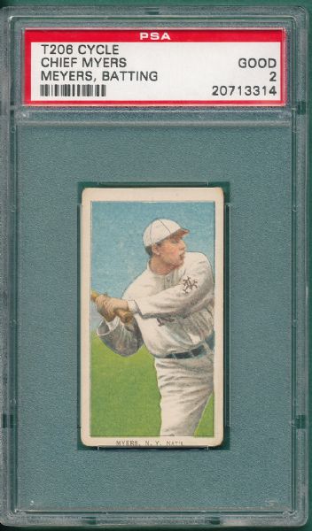 1909-1911 T206 Myers, Batting Cycle 350 Cigarettes PSA 2