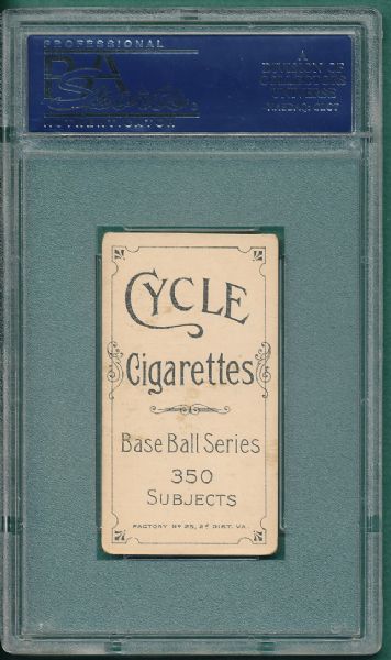 1909-1911 T206 Myers, Batting Cycle 350 Cigarettes PSA 2