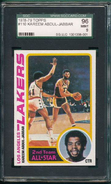 1978-79 Topps #110 Kareem Abdul-Jabbar SGC 96