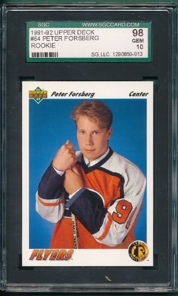 1991-92 #64 Peter Forsberg *Rookie* SGC 98 GEM MINT