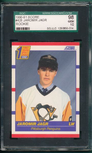 1990-91 Score #428 Jaromir Jagr *Rookie* SGC 98 GEM MINT