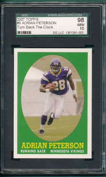 2008 Topps #9 Adrian Peterson, *Rookie* SGC 98 GEM MINT