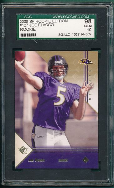 2008 SP Rookie Edition #127 Joe Flacco *Rookie* SGC 98 GEM MINT