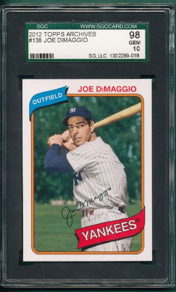 2012 Topps Archives #138 Joe DiMaggio SGC 98 GEM MINT