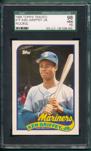 1989 Topps Traded 41T Ken Griffey Jr., *Rookie*, SGC 98 GEM MINT