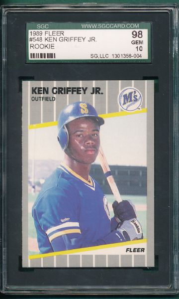 1989 Fleer #548 Ken Griffey Jr., *Rookie*, SGC 98 GEM MINT