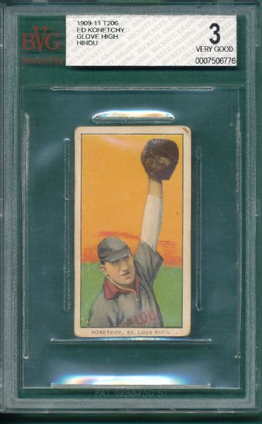 1909-1911 T206 Konetchy, Glove High, Hindu Cigarettes BVG 3