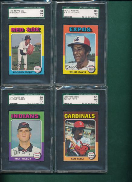 1975 Topps Mini 100 Card Lot SGC 86