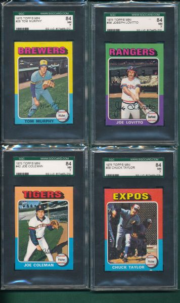 1975 Topps Mini 60 Card Lot W/ (4) Hall of Famers, Aaron SGC 84