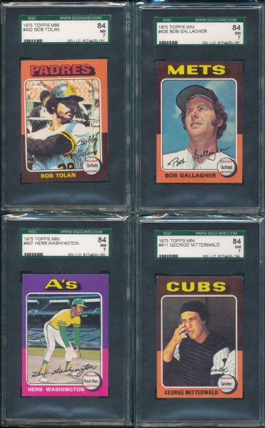 1975 Topps Mini 60 Card Lot W/ (4) Hall of Famers, Palmer SGC 84