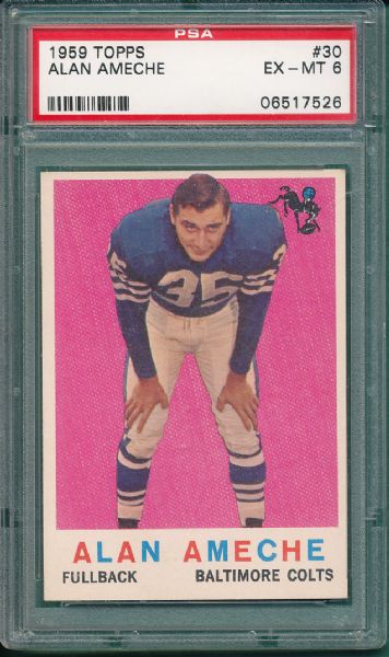 1959 Topps FB (4) Card Lot PSA  W/Ameche