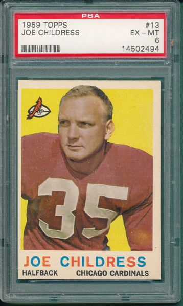 1959 Topps FB (6) Card Lot PSA 6