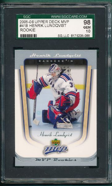 2005-06 Henrik Lundqvist *Rookie* (3) Card Lot, (2) SGC 98