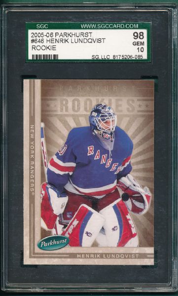 2005-06 Henrik Lundqvist *Rookie* (3) Card Lot, (2) SGC 98