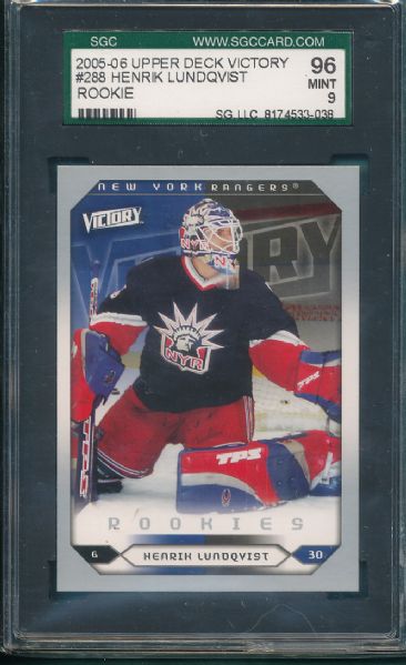 2005-06 UD Victory Henrik Lundqvist *Rookie* (12) Card Lot, (8) SGC 96