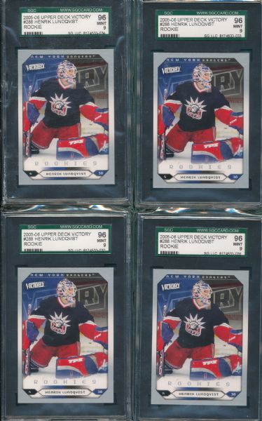 2005-06 UD Victory Henrik Lundqvist *Rookie* (12) Card Lot, (8) SGC 96