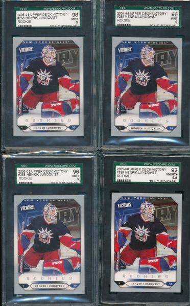 2005-06 UD Victory Henrik Lundqvist *Rookie* (12) Card Lot, (8) SGC 96