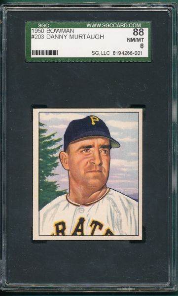 1950 Bowman #203 Danny Murtaugh SGC 88 