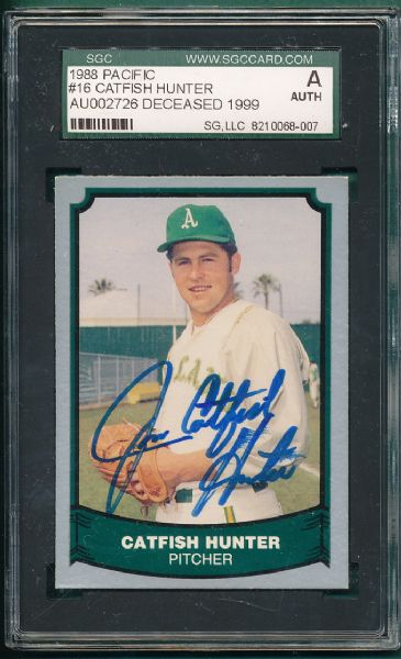 Lot Detail - 1988 Pacific #16 Catfish Hunter *Autographed* SGC