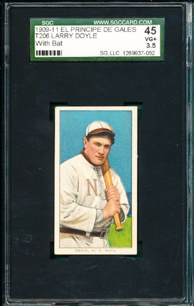 1909-1911 T206 Doyle, with Bat,  El Principe De Gales Cigarettes SGC 45 *Low Pop*