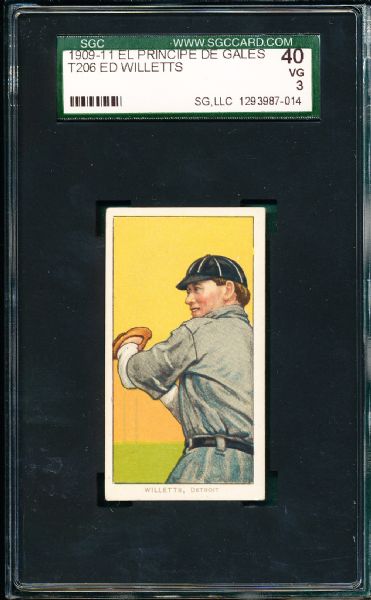 1909-1911 T206 Willetts, Willett, El Principe De Gales Cigarettes SGC 40