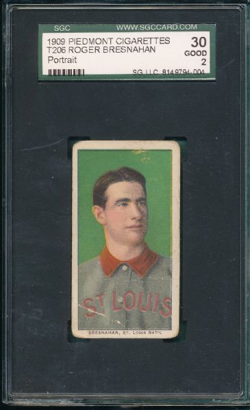 1909-1911 T206 Bresnahan, Portrait Piedmont Cigarettes SGC 30